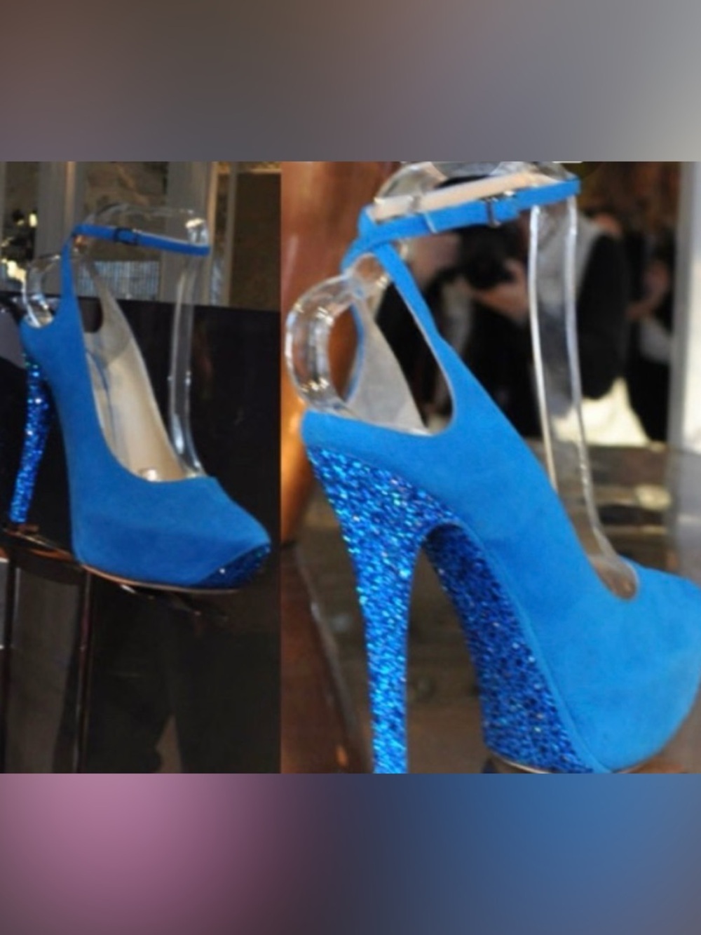 Jimmy Choo Tame Cobalt slingback leather suede 36 strass swarovski crystal pumps